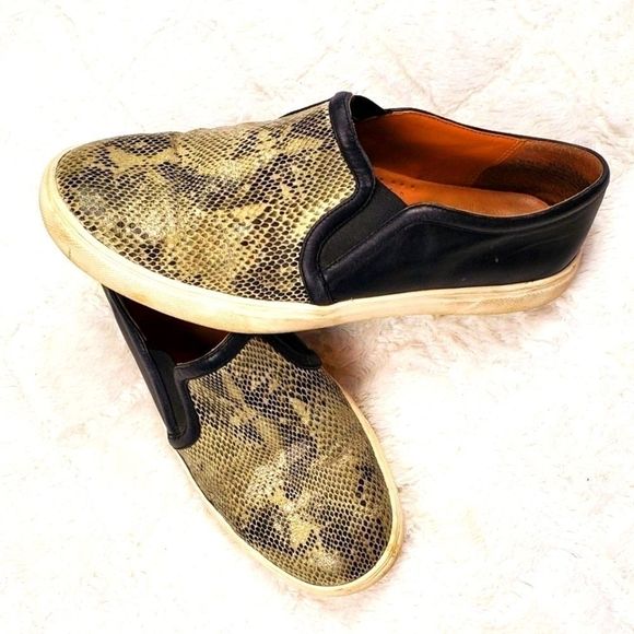 Halogen Snakeprint & Black Leather Slip on Slides